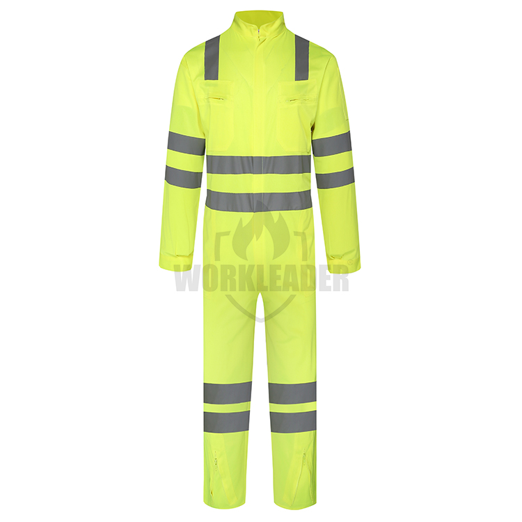 100% Polyester Yellow Fluor Coveralls